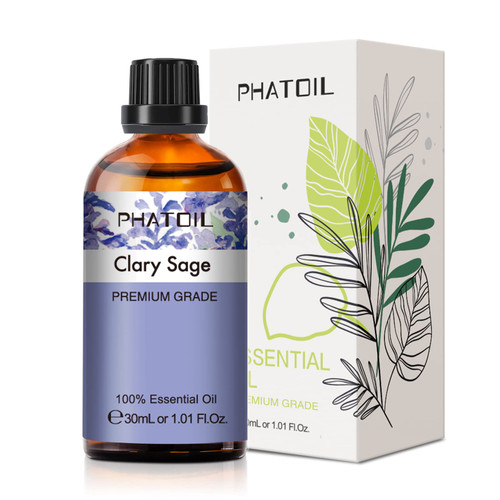 Clary Sage Essential Oil, 1.01Fl.Oz (30ML) PHATOIL Pure Essential Oil Singles for Aromatherapy Diffusers, Humidifiers, Great for DIY Candle and Scented Products Making, Gift for Friend