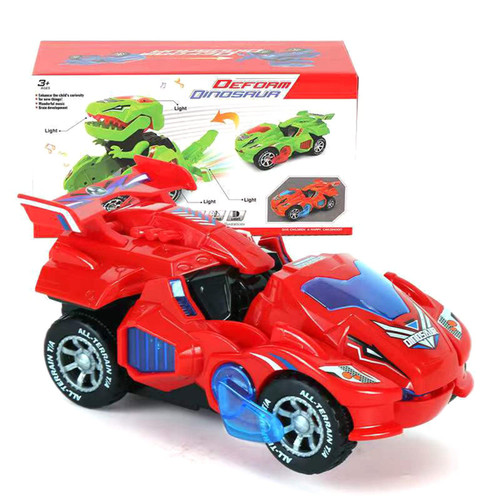 Georgie Porgy Deformation Dinosaur Toy Dinosaur Transform Transformer Robot Car Rotating Car for Kids Boys Girls Birthday Gift (Red)