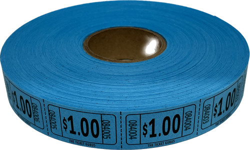 The Ticket Gurus-roll of 2000 Blue $1.00 Tickets Single Roll Consecutively Numbered Raffle Tickets