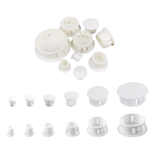 155Pcs Plugs Hole Plastic Cabinet Hole Plugs, Screw Hole Plugs Plastic Hole Cover Snap in Locking Hole Plugs for Kitchen Cabinet Furniture, 6 Sizes 3/16", 1/4", 5/16", 3/8", 1/2", 1", White