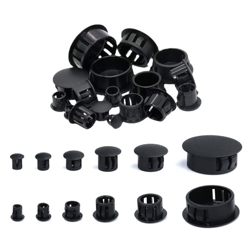 155Pcs Plugs Hole Plastic Cabinet Hole Plugs, Screw Hole Plugs Plastic Hole Cover Snap in Locking Hole Plugs for Kitchen Cabinet Furniture, 6 Sizes 3/16", 1/4", 5/16", 3/8", 1/2", 1", Black