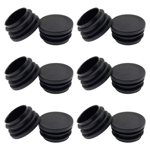 Suiwotin 12PCS 32mm (1 1/4 Inch) Round Plastic Plug, Round Black Plastic End Cap, Pipe Tubing End Cap, Furniture Finishing Plug