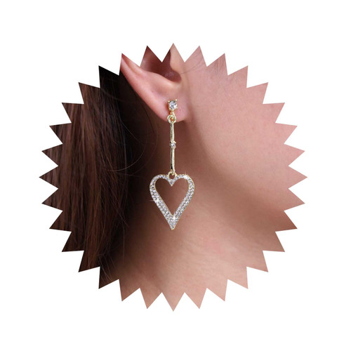 Aneneiceera Vintage Crystal Heart Dangle Earrings Gold Rhinestone Heart Earring Cz Hollow Heart Drop Earrings Long Love Heart Tassel Earrings Jewelry for Women and Girls Aneneiceera Vintage Crystal Heart Dangle Earrings Gold Rhinestone Heart Earring Cz Hollow Heart Drop Earrings Long Love Heart Tassel Earrings Jewelry for Women and Girls