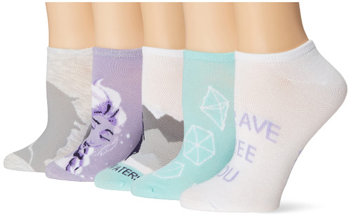 Disney womens Frozen 5 Pack No Show Casual Sock, Grey White Multi, 11-Sep US