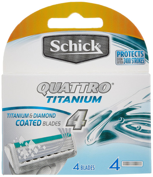 Schick Quattro Cartridges, Titanium Coated Blades, 4 Cartridges