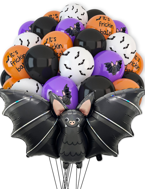 HOUSE OF PARTY Halloween 40'' Bat Foil Balloon with 50PCS Black Orange Purple White Bat Latex Balloons for Halloween Party Decorations, Halloween Party Balloons for Halloween Birthday Party Supplies HOUSE OF PARTY Halloween 40'' Bat Foil Balloon with 50PCS Black Orange Purple White Bat Latex Balloons for Halloween Party Decorations, Halloween Party Balloons for Halloween Birthday Party Supplies