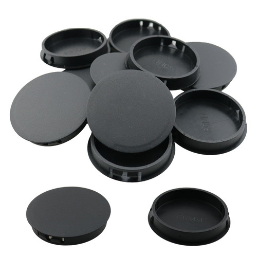 TAODAN 10pcs Black Hole Plugs 60mm Plastic Round Flush Type Hole Plugs Snap in Locking Hole Tube Blanking End Caps Tube Pipe Inserts Plug for Table Box Extra Hole