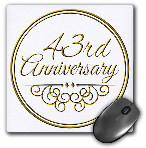 3dRose 8 x 8 x 0.25 Inches 43rd Anniversary Gold Text for Celebrating Wedding Anniversaries 43 Years Married Together Mouse Pad (mp_154485_1)