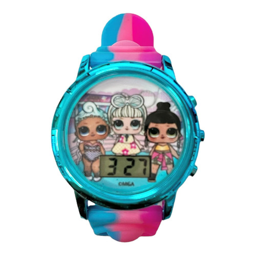 Accutime Kids LOL Surprise Blue Digital LCD Quartz Wrist-Watch with Multicolor Flashing Popper Strap for Girls, Boys and Toddlers (Model: LOL4634AZ)
