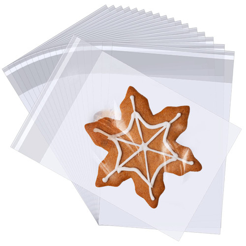 Labeol 400pcs Cellophane Bags 4x6 Self Sealing Cookie Bags for Packaging Cellophane Treat Bags Clear Plastic Bags for Candy Snack Homemade Cookie Gift Party Favor Treat
