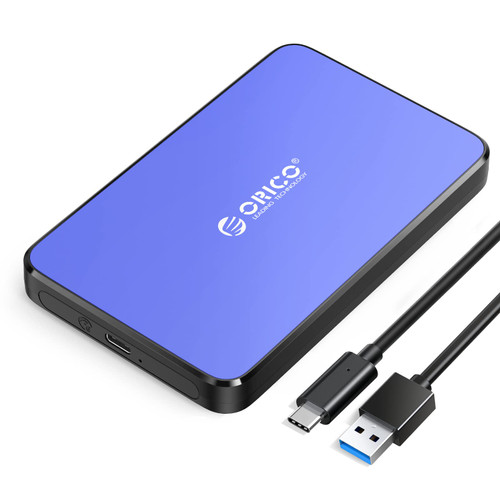 ORICO 2.5 Inch Hard Drive Enclosure USB C, 6Gbps USB 3.1 Gen 1 External SATA Drive Case for 2.5inch 9.5mm 7mm SSD HDD Up to 6TB, Tool Free, with 4 Colors to Choose, Support UASP (2588C3, Blue)