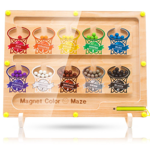 Montessori Toys for 3+ Year Old, Magnetic Color and Number Maze Board, Travel Activities for Preschoolers Toddler Educational Toy for Boys Girls 3 4 5 Years Magnetic Maze Board Fine Motor Skills Toys
