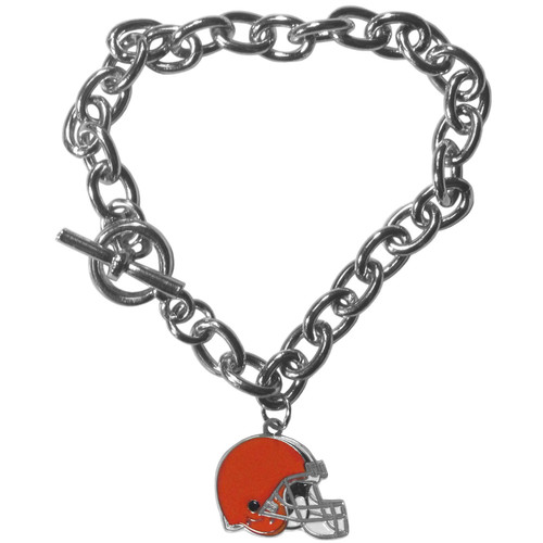 NFL Siskiyou Sports Womens Cleveland Browns Charm Chain Bracelet One Size Team Color,black