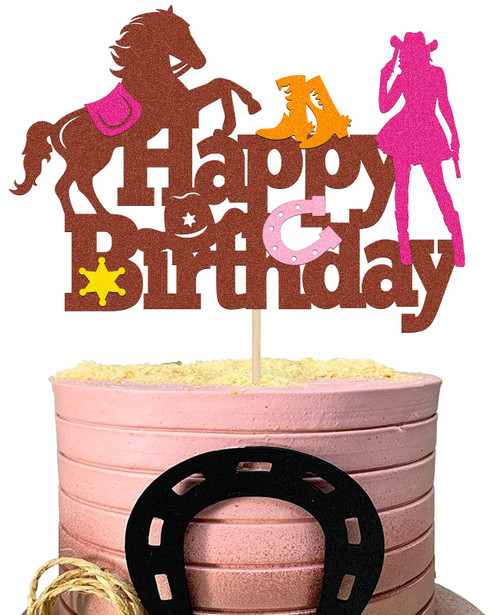 WishFirst Glitter Horse Cowgirl Happy Birthday Cake Topper for Western Cowgirl or Cowboy Birthday Themed Cake Decorations Teenager Girls Boy's Gift Birthday Party Supplies WishFirst Glitter Horse Cowgirl Happy Birthday Cake Topper for Western Cowgirl or Cowboy Birthday Themed Cake Decorations Teenager Girls Boy's Gift Birthday Party Supplies