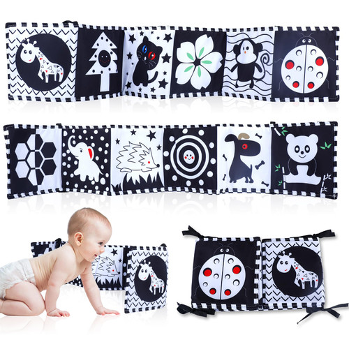 High Contrast Baby Toys for Newborn,Black and White Baby Toys 0-3 Months, 0-6 Months Baby Soft Book for Early Education Infant Tummy Time Toys Infant Sensory Toys,Black and White Cards for Newborns