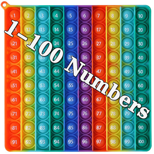 DK-SIMINA Large P0pp with Numbers, Rainbow Square Dimples Fidgett Ttoy 100 Bubble Math Toy Learning Tool for Teachers to Make Various Math Operations (1-100 Numbers)