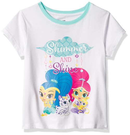 Shimmer and Shine girls Little Kid Short Sleeve T-shirt T Shirt, White, 6 Years US