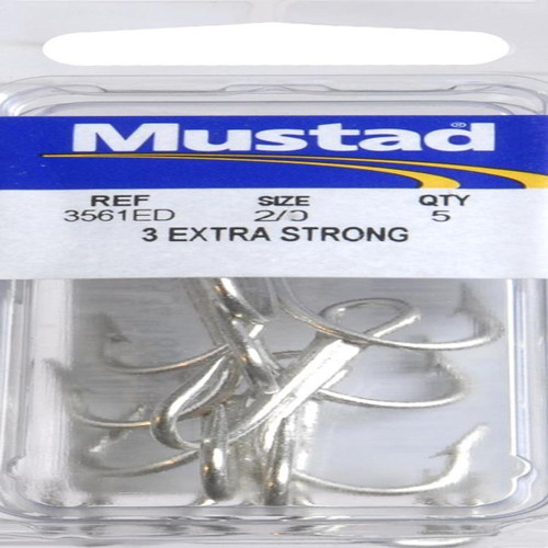 Mustad Treble Hook, O'Shaughnessy, 3 Extra Strong - Duratin 2/0