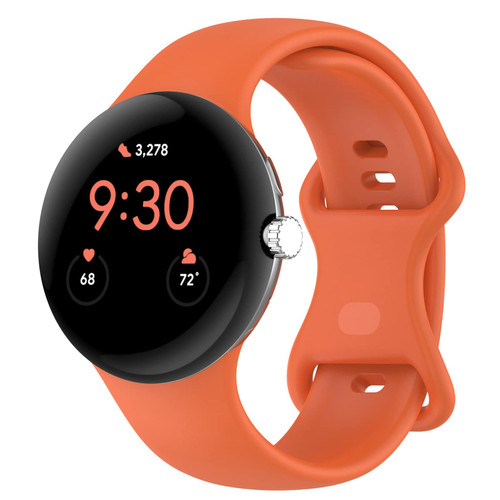 Eiavike Band Compatible with Google Pixel Watch Soft Silicone Sport Watch Bands Replacement Watch Strap Bracelet for Google Pixel Watch Smartwatch Accessories (Large, 1-Orange)