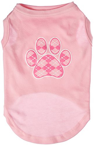 Mirage Pet Products Argyle Paw Pink Screen Print Shirt Light Pink Lg (14)