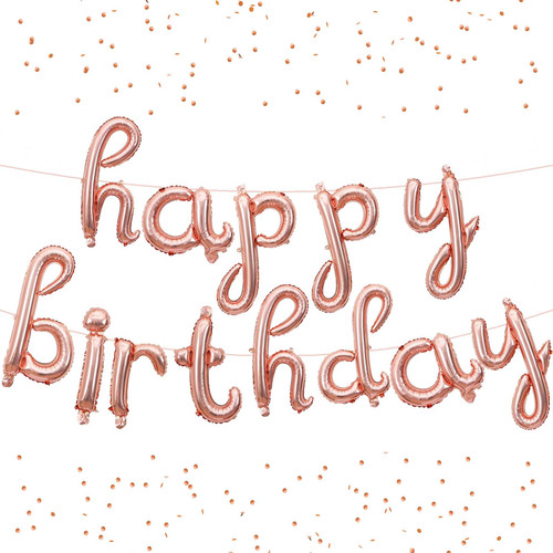 WEIKA Rose Gold Happy Birthday Balloons Banner, 16 Inch Mylar Foil Script/Cursive Letters Birthday Sign Banner Balloon, Birthday Party Decorations for Girls WEIKA Rose Gold Happy Birthday Balloons Banner, 16 Inch Mylar Foil Script/Cursive Letters Birthday Sign Banner Balloon, Birthday Party Decorations for Girls