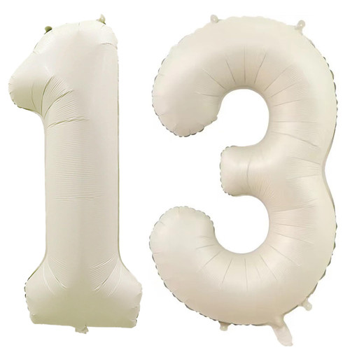 40 Inch White Sand 13 Number Balloons Jumbo Large Number 13 Foil Mylar Balloons for 13th Birthday Party Decorations, 13th Anniversary