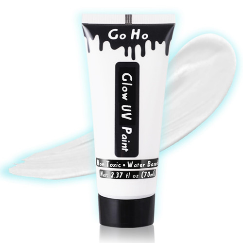 Go Ho Neon White Body Paint Washable(2.37oz,70ml),under UV Blacklight Neon Face Paint,Water Based Neon Fluorescent White Face Paint for Adults Children SFX Cosplay Costumes Festivals Halloween Makeup Go Ho Neon White Body Paint Washable(2.37oz,70ml),under UV Blacklight Neon Face Paint,Water Based Neon Fluorescent White Face Paint for Adults Children SFX Cosplay Costumes Festivals Halloween Makeup