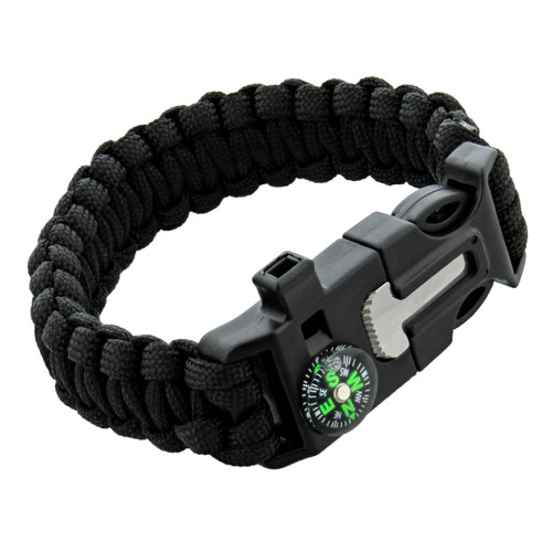 SDS Survival Paracord Bracelet - Black Emergency Whistle Hiking Compass Camping Fire Starter Kit Tactical Bracelet SDS Survival Paracord Bracelet - Black Emergency Whistle Hiking Compass Camping Fire Starter Kit Tactical Bracelet