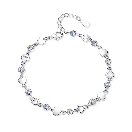 fytease Silver Bracelet for Women Teen Girls, Love Heart Charm Chain Bracelet Bangle with Zircon Fashion Jewelry Gifts (heart hollow-white) fytease Silver Bracelet for Women Teen Girls, Love Heart Charm Chain Bracelet Bangle with Zircon Fashion Jewelry Gifts (heart hollow-white)