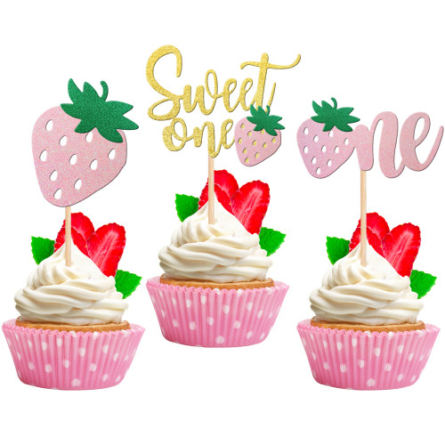 24 PCS Strawberry 1st Birthday Cupcake Toppers Glitter First Birthday Sweet One Strawberry Cupcake Picks for Fruit Theme Baby Shower Kids 1st Birthday Anniversary Party Cake Decorations Supplies Pink 24 PCS Strawberry 1st Birthday Cupcake Toppers Glitter First Birthday Sweet One Strawberry Cupcake Picks for Fruit Theme Baby Shower Kids 1st Birthday Anniversary Party Cake Decorations Supplies Pink