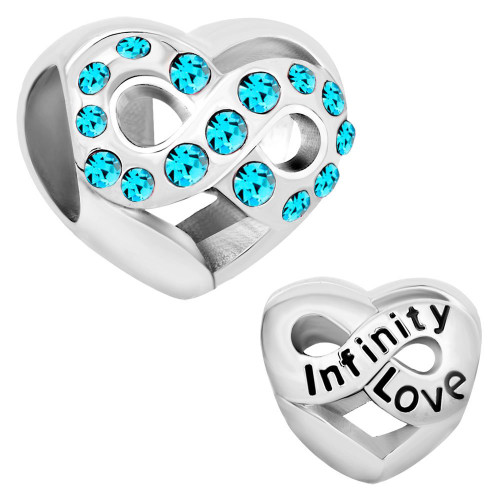 LovelyJewelry Infinity Love Heart Charms JAN-DEC Simulated Birthstone Synthetic Crystal Beads For Bracelet