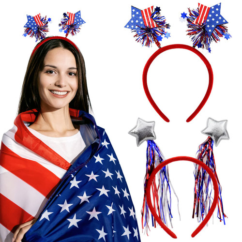 BEGOOD Patriotic Head Boppers Headband 4th of July Party Favors Accessories Glittery Star Tassel Independence Day Celebration Decorations 2Pcs BEGOOD Patriotic Head Boppers Headband 4th of July Party Favors Accessories Glittery Star Tassel Independence Day Celebration Decorations 2Pcs