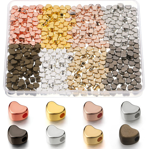 400 Pcs Heart Beads for Jewelry Making Heart Spacer Beads Heart Shape Beads Small Hole Heart Charms for Bracelets Necklace Earring DIY Handmade Craft(Mixed Color)