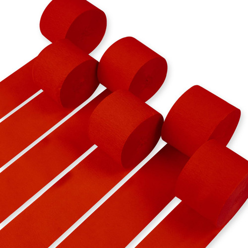 PartyWoo Crepe Paper Streamers 6 Rolls 492ft, Pack of Crepe Paper Red Streamers Party Decorations, Crepe Paper for Birthday Decorations, Party Decorations, Wedding Decorations (1.8 in x 82 Ft/Roll)