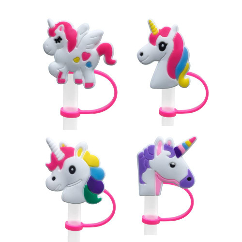 UNICORN Straw Tips Covers,Food Grade Reusable Silicone Straw Tip,funny Straw Covers Cap Plugs,Anti-dust Soft Straw Toppers Drinking Straw Tips Lids for 6-10 mm