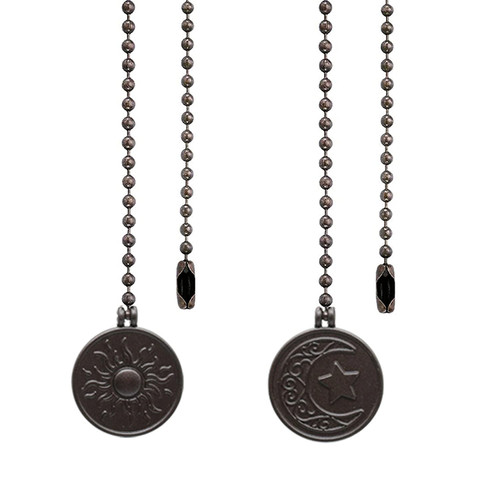Ceiling Fan Light Pull Chain Set Decorative Fan Pull Chain Pendant Extension, Lighting & Fan Beaded Ball Fan Pull Chain Extender with Connector, Moon & Sun (ORB) 1Pack