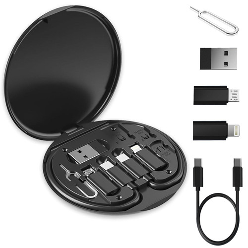 Multi USB Adapter Set, USB C to Lightning USB Converter Kit,Charging Cable Set USB A & Type C to Male Micro/Type C/Lightning for Data Transfer,Card Storage,Tray Eject Pin,Phone Holder-Black