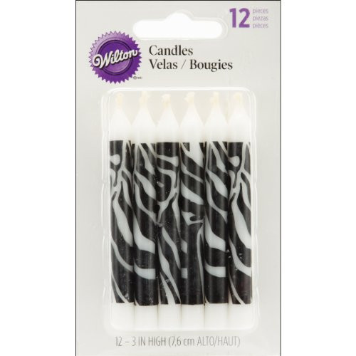 Wilton Zebra Print Candles, 12 Count