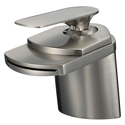 Wovier Brushed Nickel Waterfall Bathroom Sink Faucet,Single Handle Single Hole Vessel Lavatory Faucet,Basin Mixer Tap