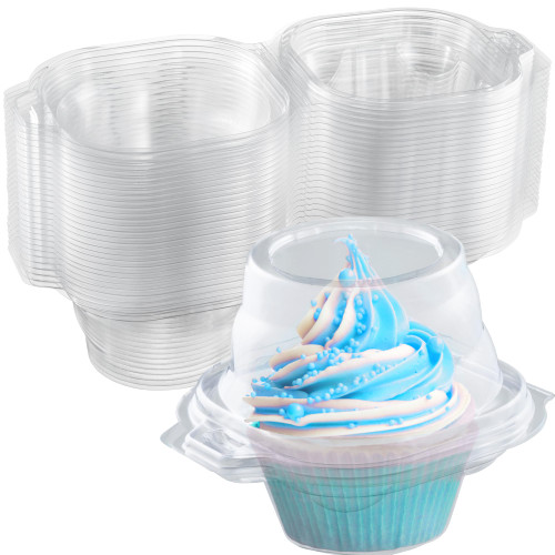 Individual Cupcake Containers (25 Pack) | Clear Plastic Disposable Cupcake Boxes / Holders | Single Cupcake Holder with Dome Lid Bulk | Plastic Cupcake Muffin Container Carrier Boxes to Go Individual Cupcake Containers (25 Pack) | Clear Plastic Disposable Cupcake Boxes / Holders | Single Cupcake Holder with Dome Lid Bulk | Plastic Cupcake Muffin Container Carrier Boxes to Go