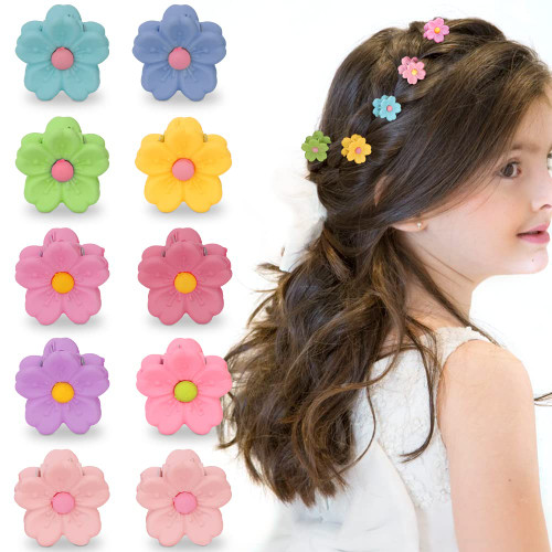 ATODEN Small Hair Clips for Girls 10Pcs Mini Hair Clips Flower Hair Clip 0.7'' Tiny Daisy Hair Clips Claw Clips for Thin Hair Baby Hair Clips Cute Hair Clips Mini Hair Claw Clips Toddler Hair Clips Kawaii Jaw Clips Hair Accessories for Women School G