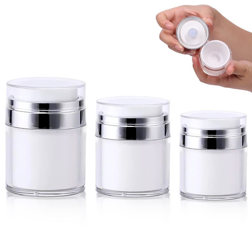 NASHARIA Airless Pump Jar Sets: 0.5oz /1oz /1.7oz New Empty Refillable Cream Jar Vacuum Bottle Dispenser Leak Proof Portable Travel Airless Cosmetic Pump Container for Lotion Essence Eye Cream NASHARIA Airless Pump Jar Sets: 0.5oz /1oz /1.7oz New Empty Refillable Cream Jar Vacuum Bottle Dispenser Leak Proof Portable Travel Airless Cosmetic Pump Container for Lotion Essence Eye Cream