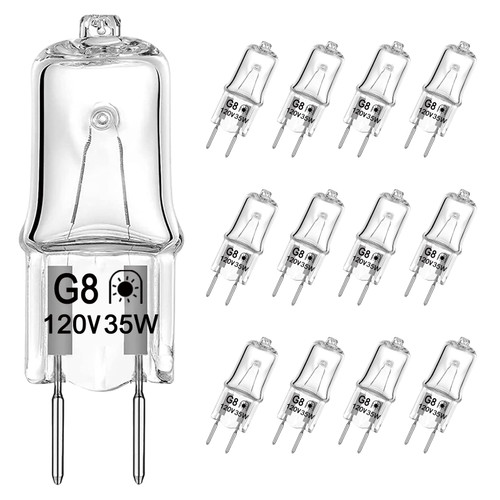 VITUNOV G8 Halogen Bulb 35W 120V Dimmable Xenon Bulb (12 Pack) G8 Base 2Pin T4 JCD Type 2700K Warm White Under Cabinet Puck Lighting Replacements