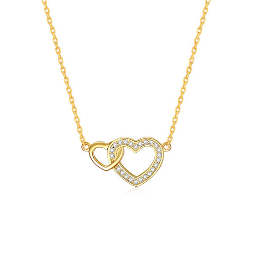 Carat Kitten Infinity Love Heart Pendant Necklaces for Women Girls, 14K Gold Plated Dainty Womens Double Hearts Adjustable Gold Chain Pendant Necklace Jewelry Gifts for Women Girls Wife Daughter Mom Girlfriend