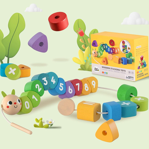 Montessori Wooden Toddlers Toys, Stacking & Lacing Beads & Learn To Count, Fine Motor Skills Sensory Toys with 20 Number Blocks, STEM Autistic Preschool Learning Toys for 2 3 4 5 Year Old Girls Boys Montessori Wooden Toddlers Toys, Stacking & Lacing Beads & Learn To Count, Fine Motor Skills Sensory Toys with 20 Number Blocks, STEM Autistic Preschool Learning Toys for 2 3 4 5 Year Old Girls Boys