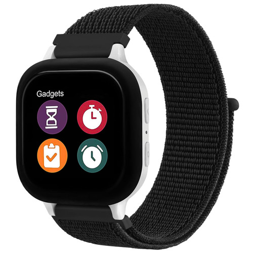 Nylon Band Compatible with Gizmo Watch 3 2 1 / Gabb Watch, 20mm Breathable Hook Loop Verizon Gizmo Watch Band Strap Replacement Gabb Watch Bands for Girls and Boys (Black)