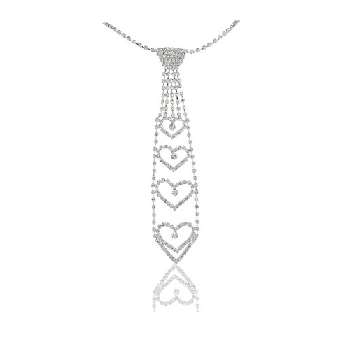 Pingyongchang Sparkly Rhinestone Necklace Tie Gothic Diamond Choker Crystal Tennis Chain Wedding Bridal Bridesmaid Jewelry for Women and Girls -Heart
