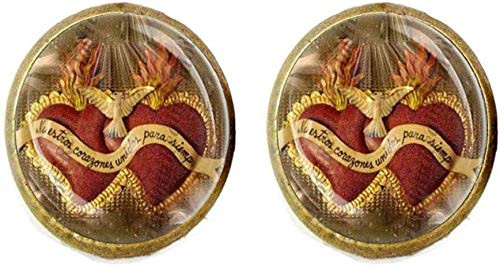 Sacred Heart of Jesus Earrings - Catholic Medal Religious Christian Jewelry Sacred Heart of Jesus Earrings - Catholic Medal Religious Christian Jewelry