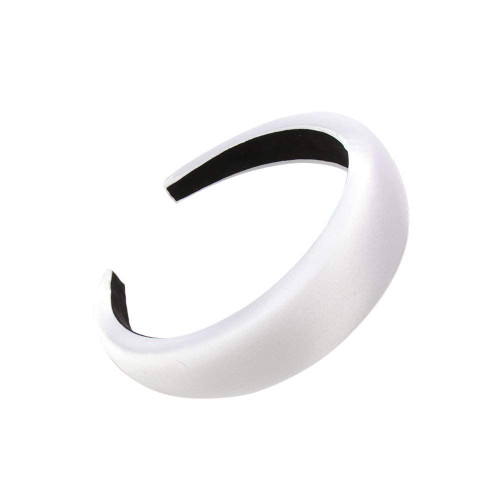 Vbcdgfg Satin Padded Headbands for Women Solid Plastic Thick Hair Hoop Girls Sponge Non-slip Hairbands Hair Accessories (White)