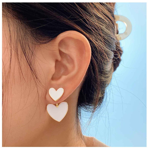 Andelaisi Boho Enamel Heart Stud Earrings White Heart Ear Jacket Earrings Vintage Heart Drop Earrings Front Back Heart Love Earrings Jewelry for Women and Girls Andelaisi Boho Enamel Heart Stud Earrings White Heart Ear Jacket Earrings Vintage Heart Drop Earrings Front Back Heart Love Earrings Jewelry for Women and Girls